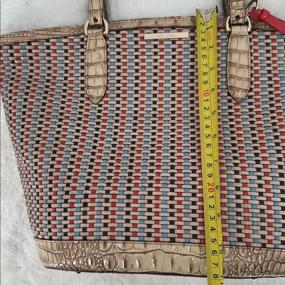 Brahmin Bowie Woven Tote Bag with Red Hanging Accent - Picture 8 of 12